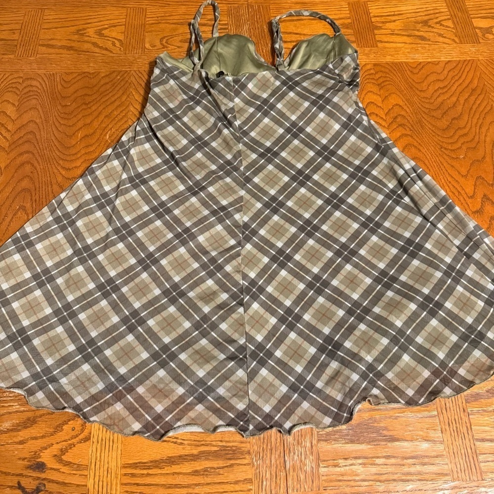 Hot Topic Social Collision Green Plaid Mesh Mini Dress Sz S Y2K Retro Inspired - Picture 9 of 16